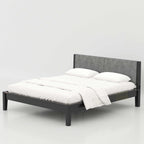 Enora Bed - Headboard+Cusion Version stylish king size bed with padded fabric backrest for comfortable bedroom interiors.