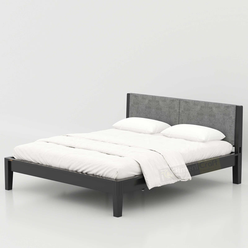 Enora Bed - Headboard+Cusion Version stylish king size bed with padded fabric backrest for comfortable bedroom interiors.