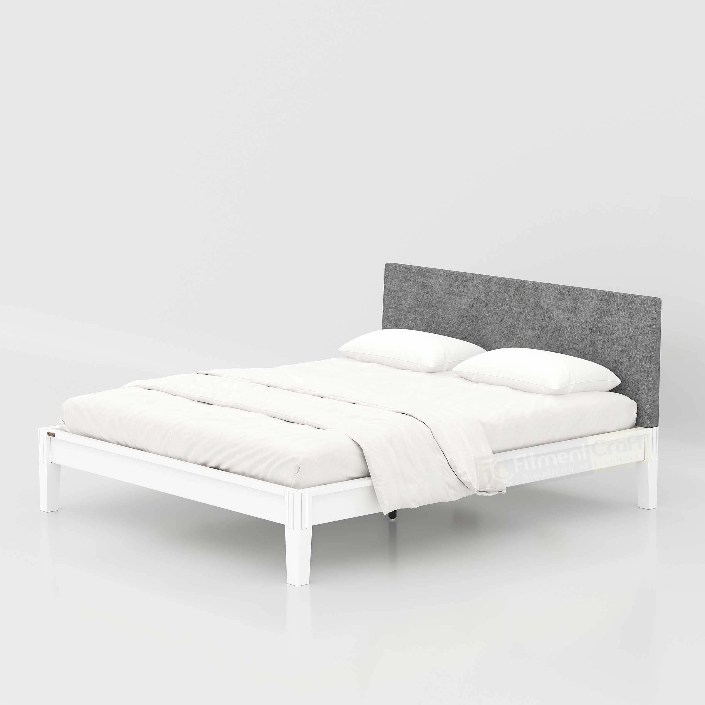 Enora King Size Bed featuring a comfortable fabric backrest and elegant wooden finish for a modern master bedroom setup.