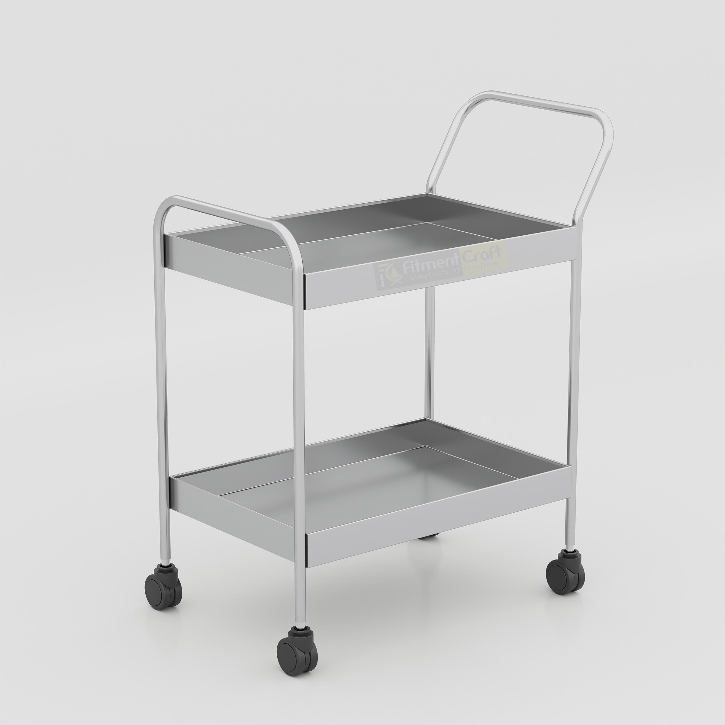 Hospital medicine trolley with wheels, durable 2-tier medical utility trolley for clinics and healthcare facilities