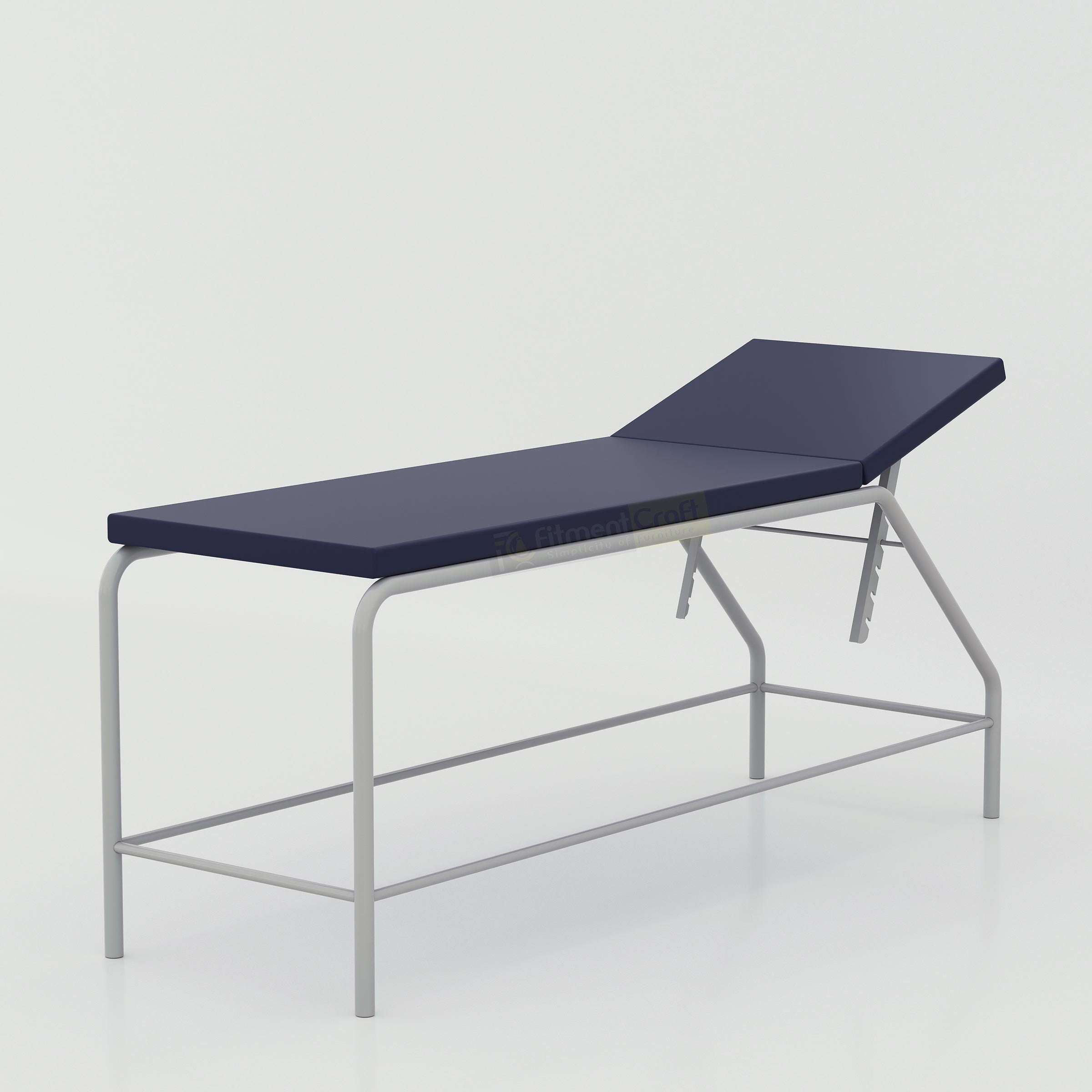 Medical examination couch with adjustable headrest and durable metal frame for hospitals and healthcare facilities