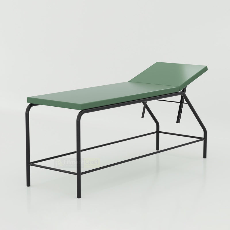 Hospital patient examination bed with foam padding and adjustable backrest for medical clinics and diagnostic centers