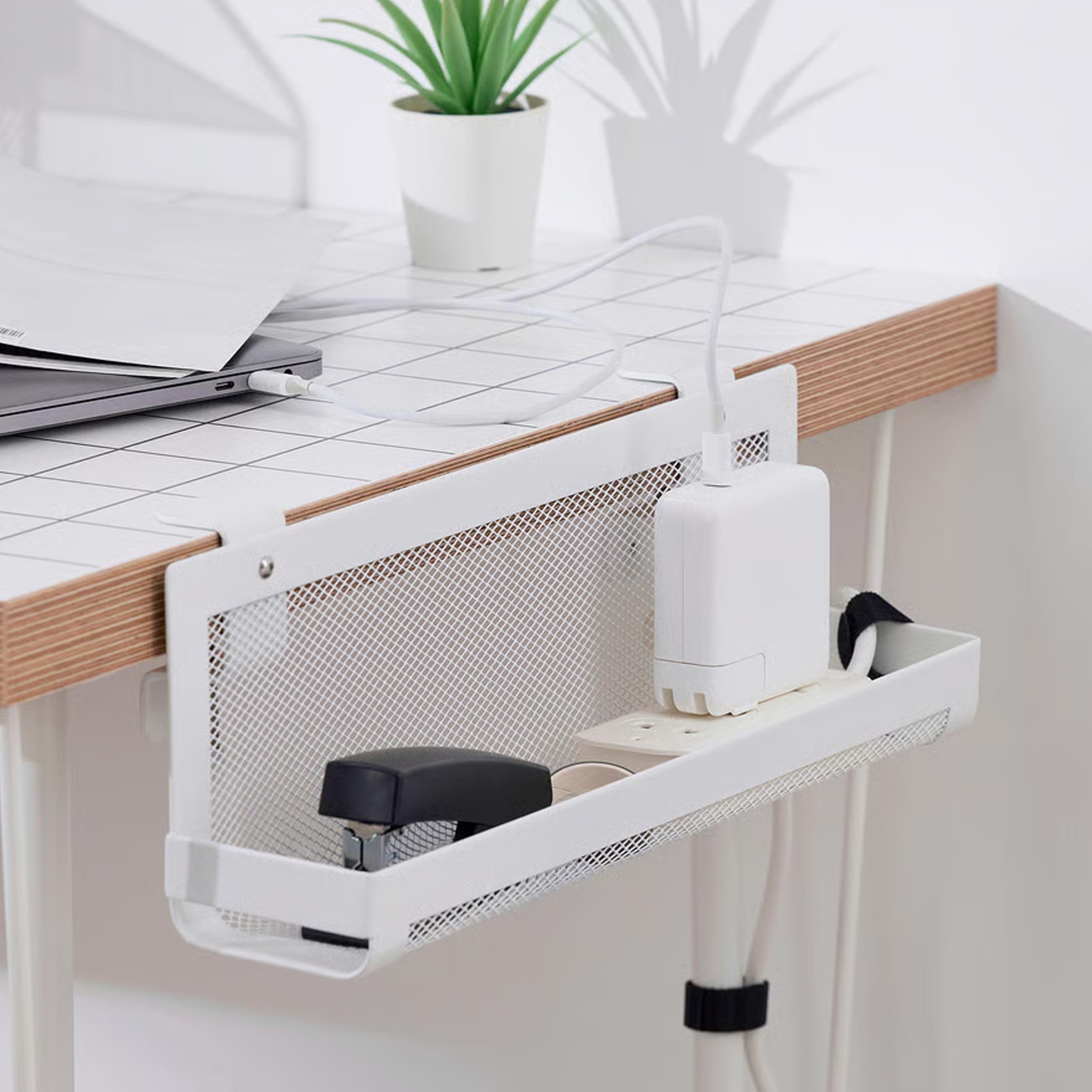 FORSASONG Cable Management Tray for organizing desk cables, easy-to-install under desk solution for neat and tidy workspace in Bangladesh.