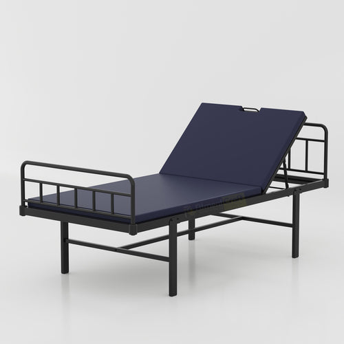 Durable metal hospital bed designed for patient comfort and medical care
