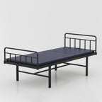 Hospital MS bed with foam mattress and sturdy metal frame construction
