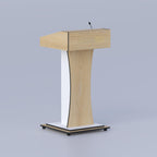 Modern wooden podium stand with spacious reading surface for speeches lectures and corporate events