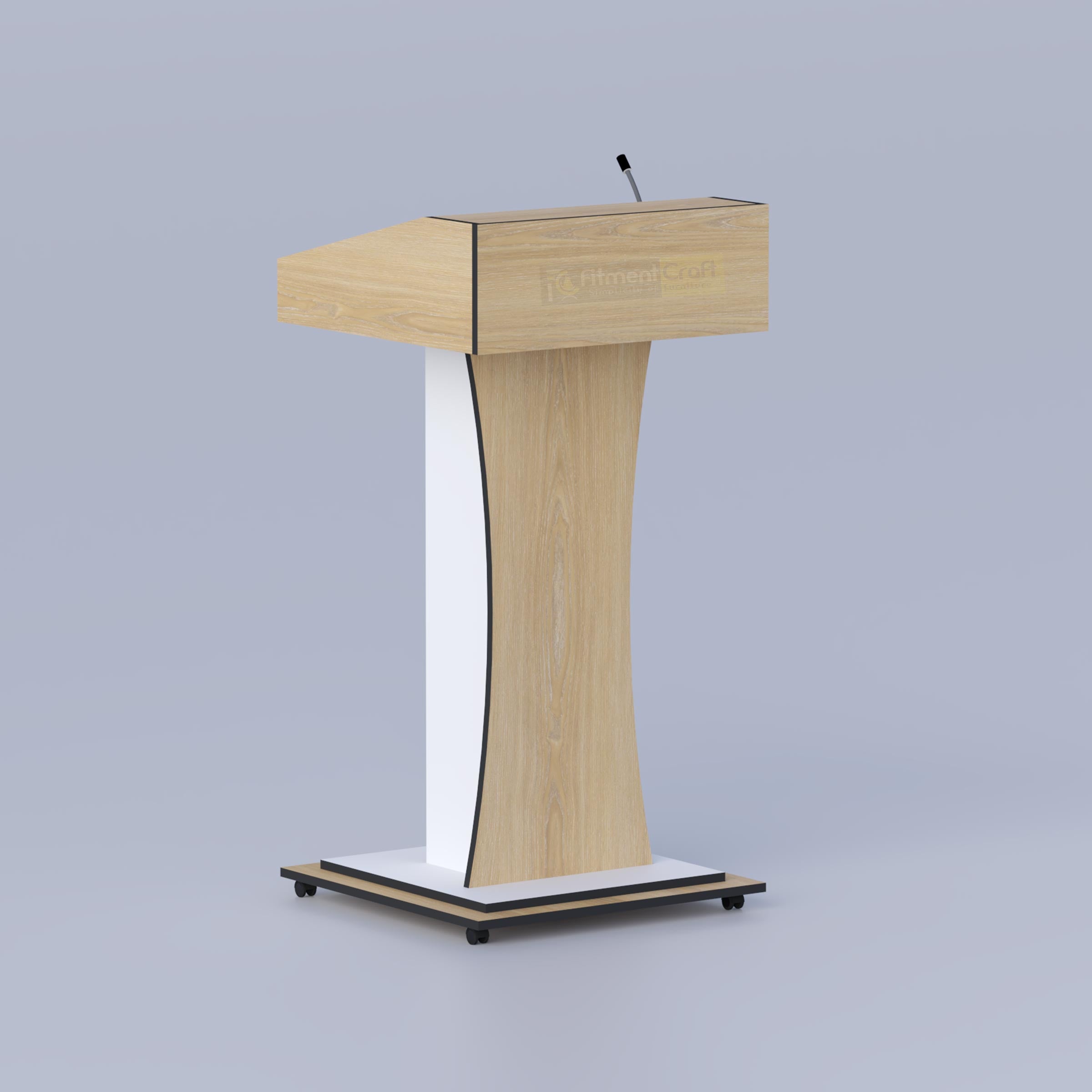 Modern wooden podium stand with spacious reading surface for speeches lectures and corporate events