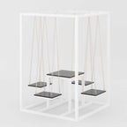Galactic Swing Table TV6-002 commercial hanging seat table set with MS box frame for restaurant and resort spaces.