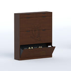 Space-saving Genre Shoe Rack for bedrooms and offices with 180 mm depth and decorative butterfly front.