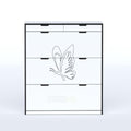 Space-saving Genre Shoe Rack for bedrooms and offices with 180 mm depth and decorative butterfly front.