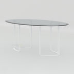 Halen golden dining table design with elegant glass surface and durable metal base for premium spaces.