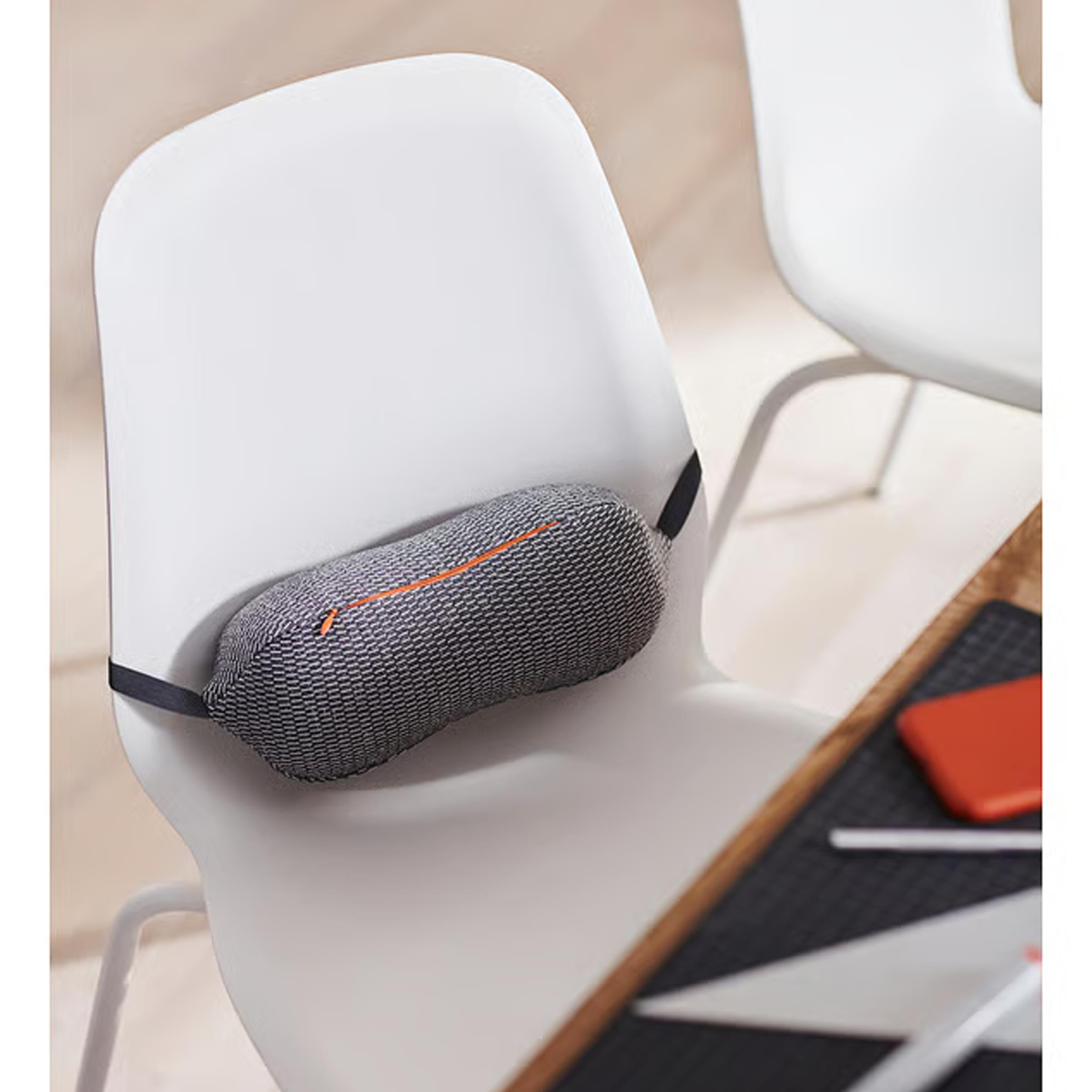 Halox Neck & Lumbar Pillow ergonomic memory foam cushion with strap for back support on chair at home or office