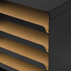 Harvmatta multi-compartment letter tray in black steel for storing documents, notebooks, mail and desk supplies.