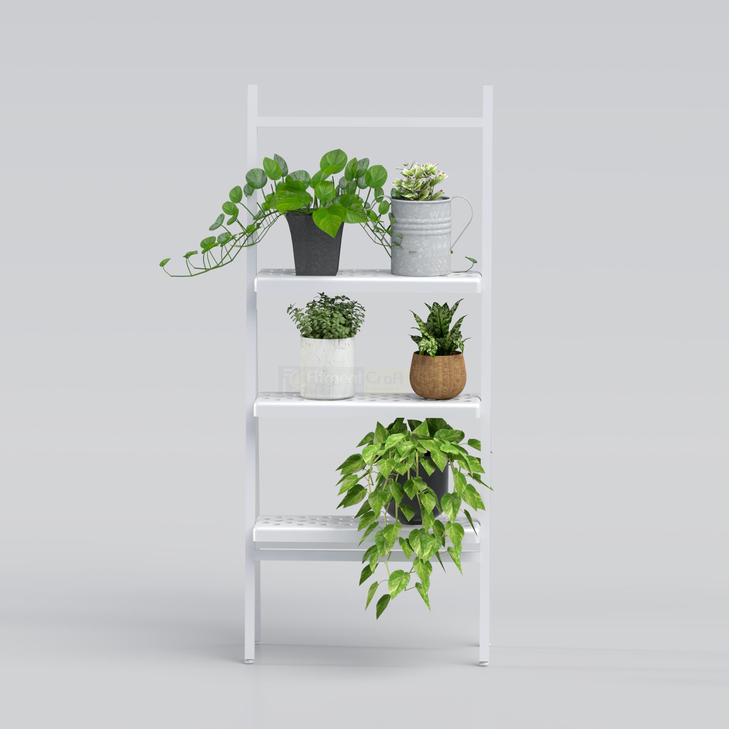 Decorative ladder-style plant rack with multiple shelves for succulents, flower pots, and indoor plants
