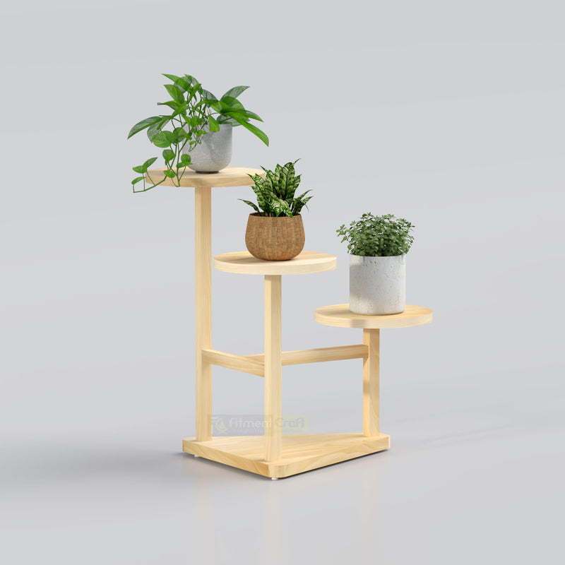 Decorative wooden and metal plant stand for succulents indoor plants and modern apartment decoration