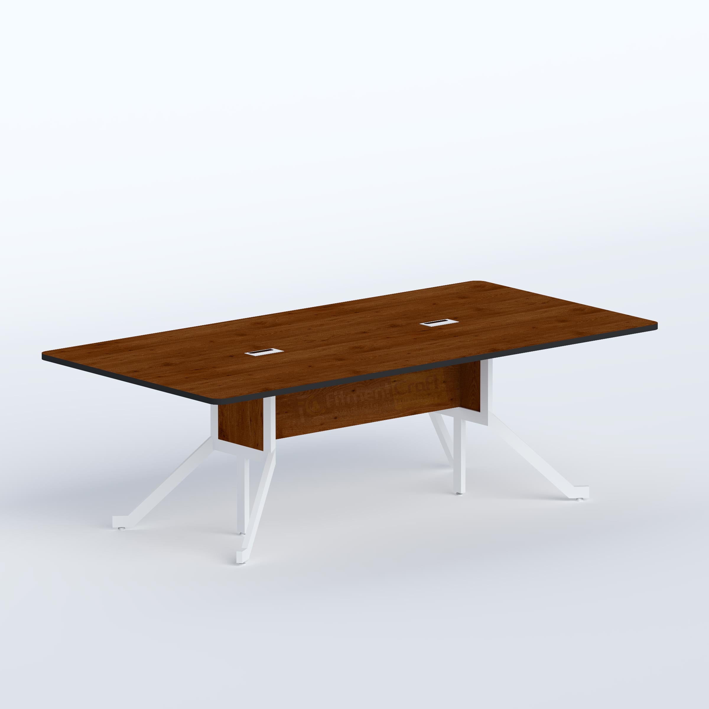 Bangladesh office meeting table with Laminating Board top, white MS legs and modern cable management for team spaces BD.