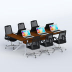 Modern Issue Conference Table with cable ports, Laminating Board surface and MS frame for office meetings in Bangladesh.
