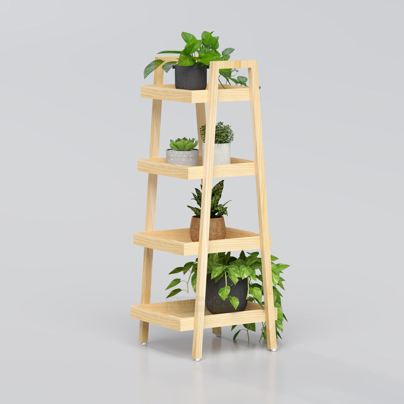 Jylix Plant Stand 4-tier wooden plant rack for indoor plants, balcony, living room, office corner, and home decor BD now