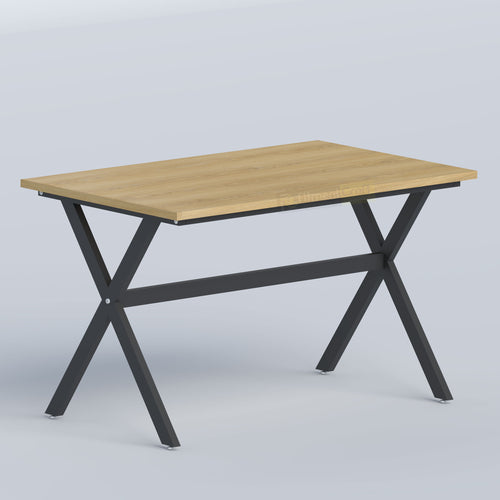 Buy Kelyn Restaurant Table in Bangladesh with a wood-finish top and durable mild steel X-frame for cafés and restaurants.