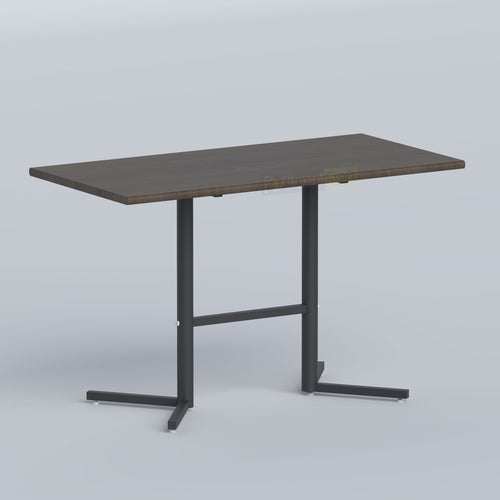 Kenro Restaurant Table with dark wood top and black T-frame metal base, ideal for modern cafés and restaurants in Bangladesh.