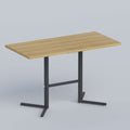 Kenro restaurant dining table with walnut-look top, black metal frame and spacious four-person rectangular design.