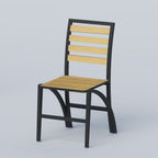 Kevro wooden restaurant chair with a compact shape and modern steel frame for cafés, food courts and canteens.