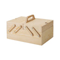Klammemacka desk organizer in pine plywood with handle, ideal for pens, craft tools, sewing items and table storage box.