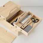 Compact desk organizer with carry handle and multiple compartments for pens, scissors, thread, craft and office item box