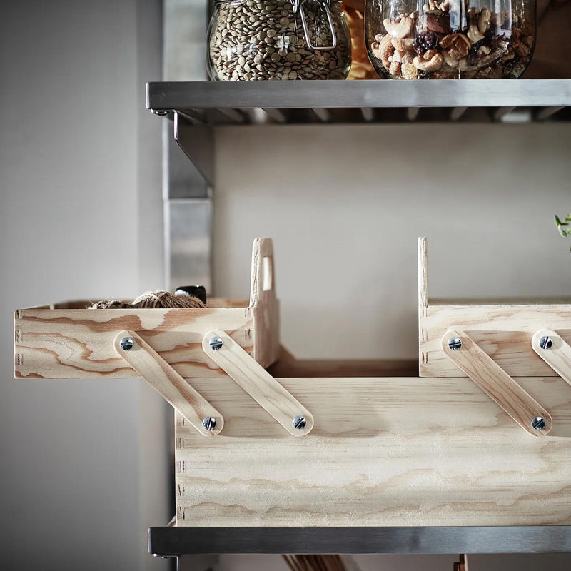 Untreated wooden storage organizer with removable compartments, ideal for DIY painting, craft, stationery and sewing set