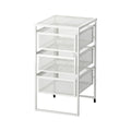 White Lennart drawer unit with three mesh drawers and castors for compact office, study, or home storage in Bangladesh.