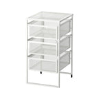 White Lennart drawer unit with three mesh drawers and castors for compact office, study, or home storage in Bangladesh.