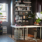 Three-drawer white office storage trolley with mesh design and wheels for files, stationery, books, and accessories.