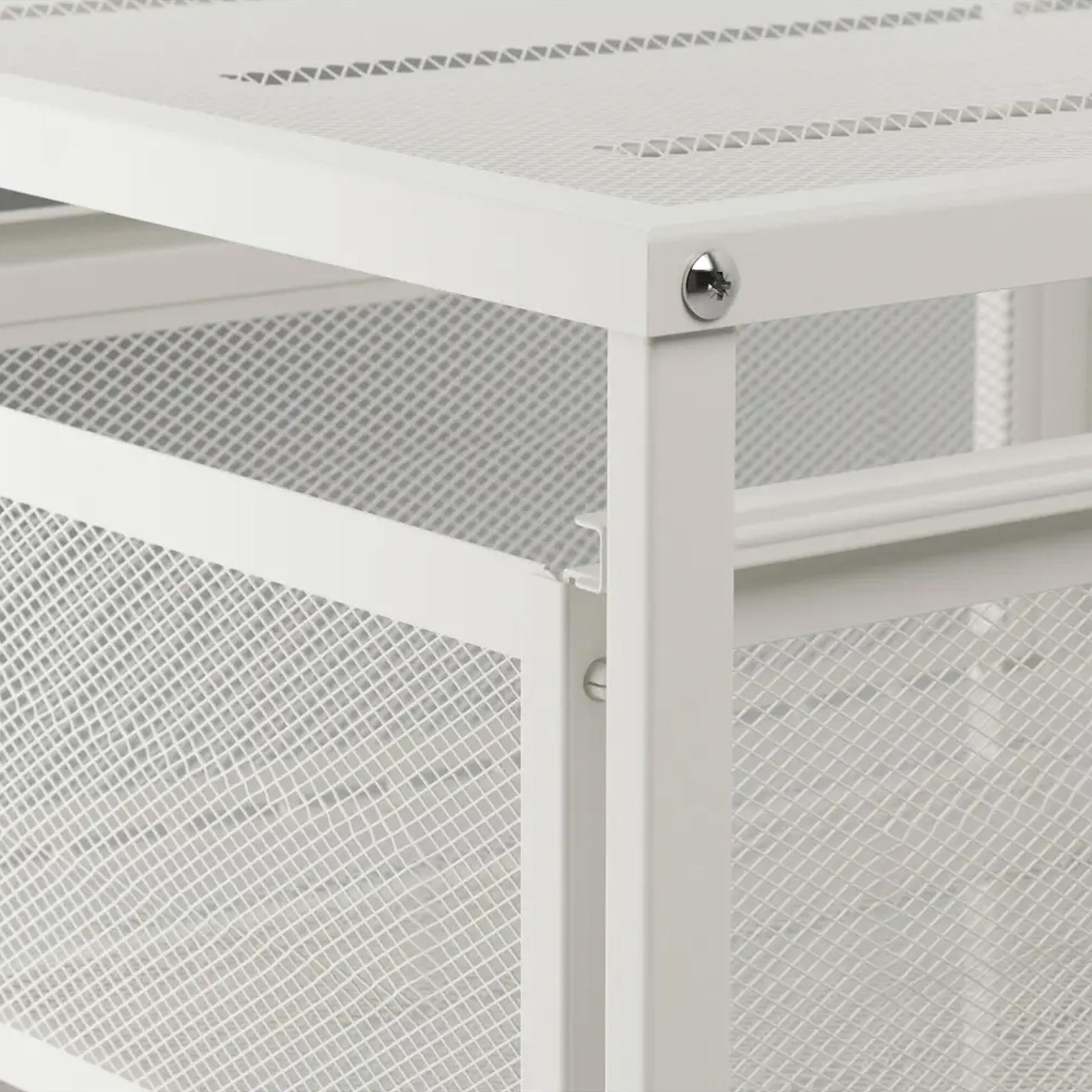 Space-saving Lennart drawer unit in white powder-coated steel with three drawers for A4 and letter-size paper storage.