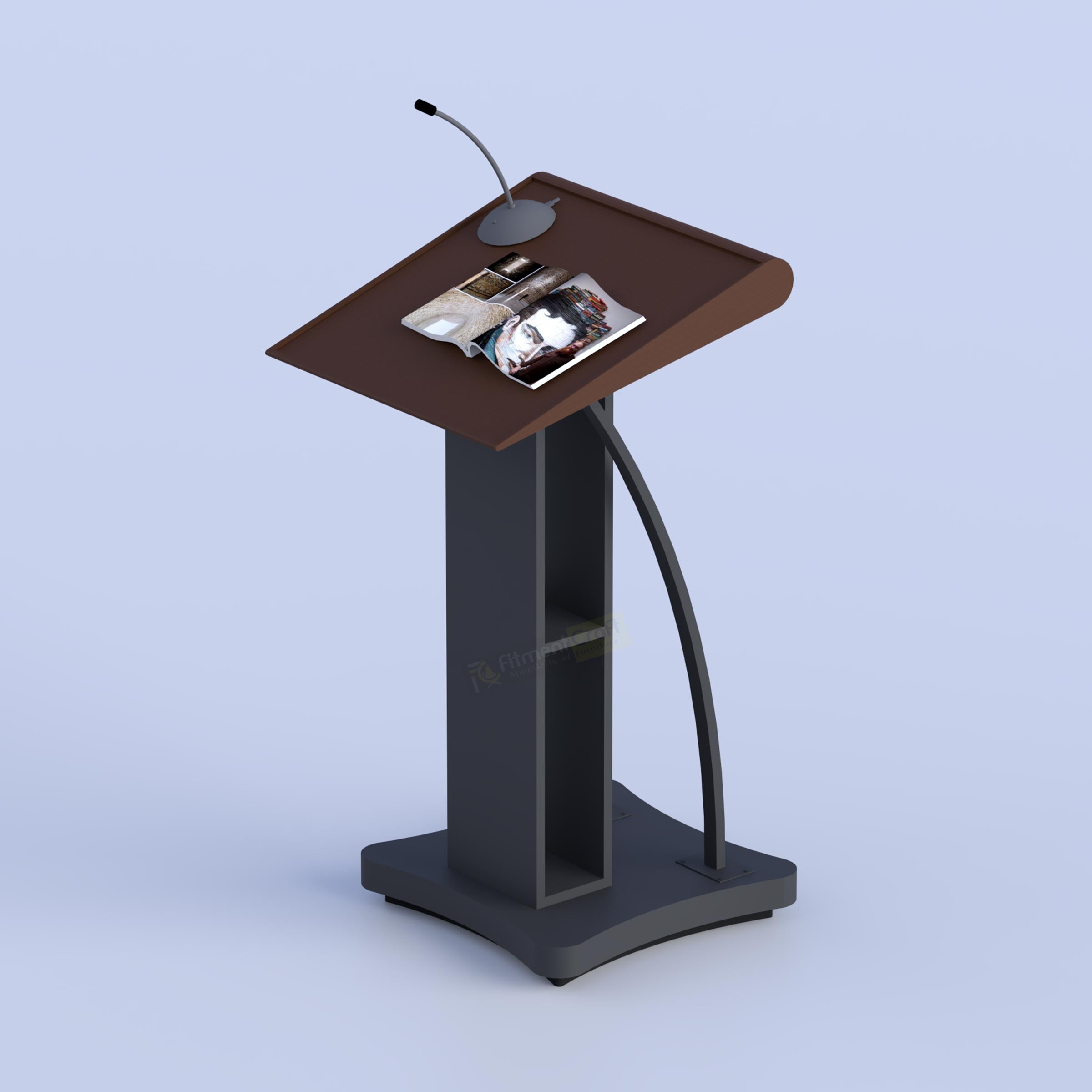 Modern presentation podium with spacious reading surface and elegant design