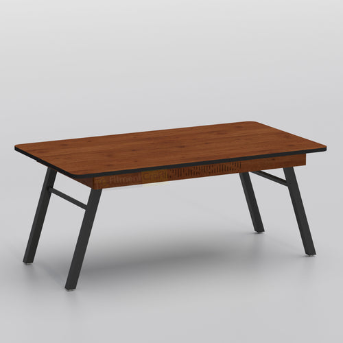 Lubitex Folding Dining Table with walnut top and black metal folding legs for modern dining and multipurpose spaces.