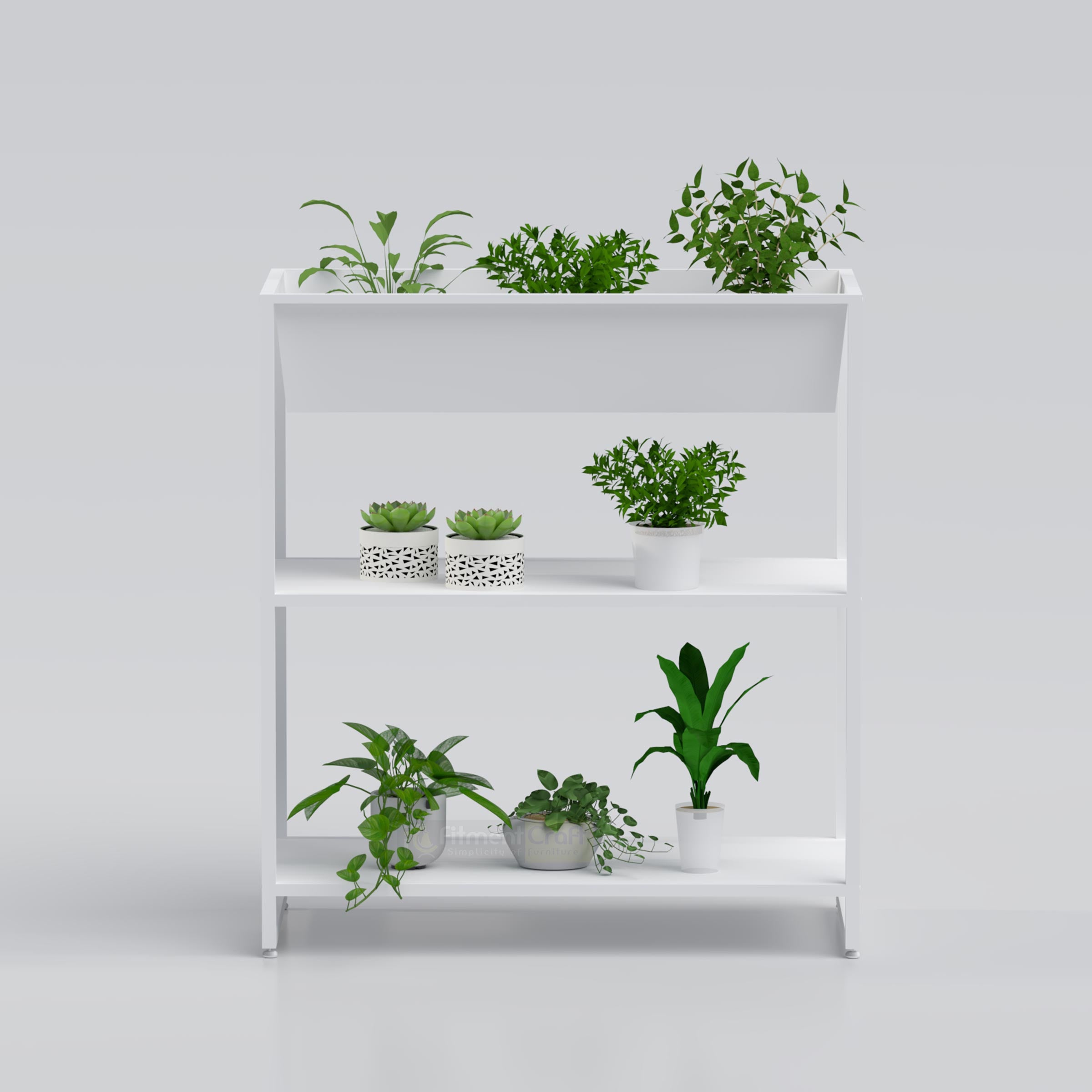 Stylish vertical plant shelf for displaying succulents flower pots and decorative plants in compact spaces