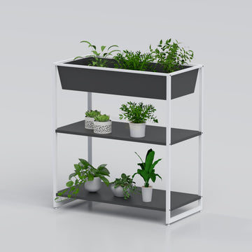 Multi-level planter stand for living room balcony and indoor gardening with sleek modern metal finish
