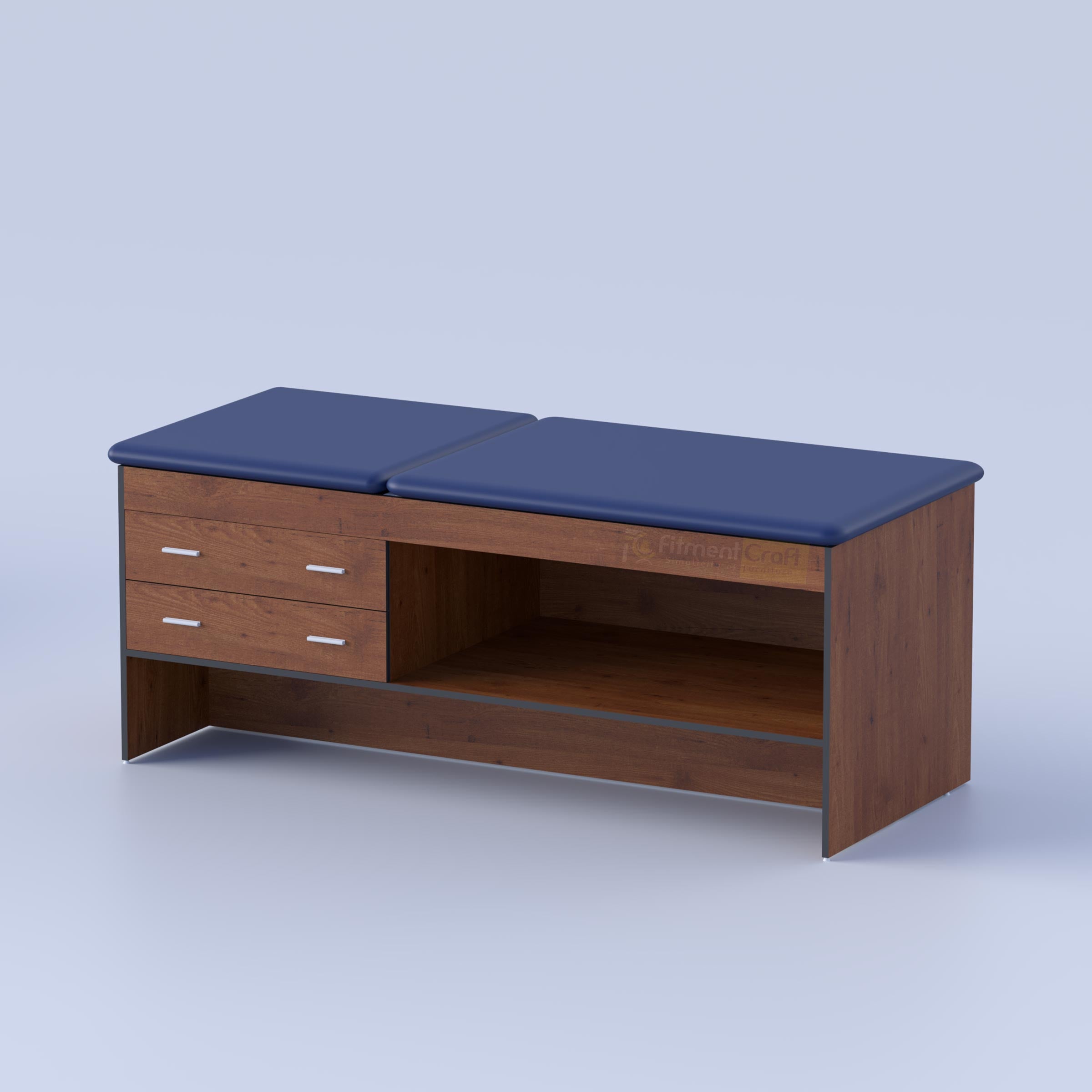 Patient consultation bed with storage and cushioned top