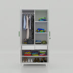 Moony Cloud Almirah wardrobe with spacious shelves, hanging space, antique lacquer finish, and contemporary furniture design.