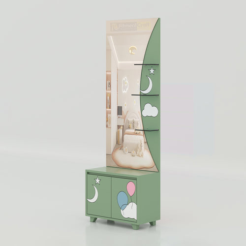Modern Moony Cloud Dressing Table featuring premium mirror, storage cabinet, cloud design, and elegant bedroom décor.