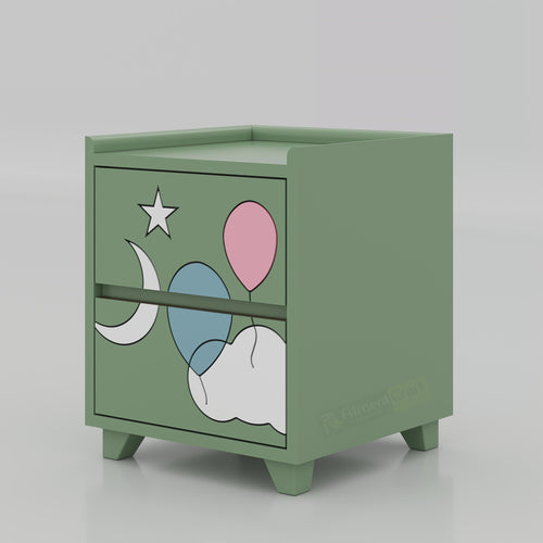 Moony Cloud Side Table with cloud design, engineered wood body, Duco finish, and modern bedroom furniture style.