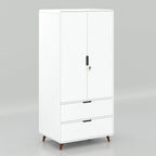 Front view of the Mystic almirah in white with two doors and two lower drawers