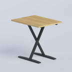 Nelix 2-Seater Restaurant Table with dark wood top and black crossed metal base for modern cafés and dining spaces.