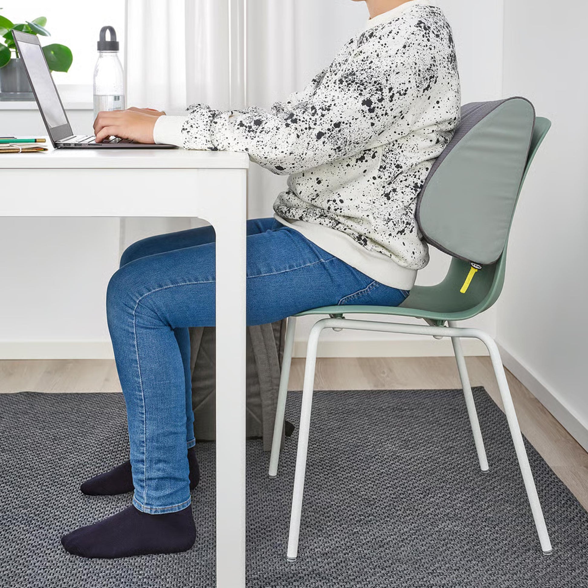 Ovning Rocking Footrest used as back support on chair for office and study comfort