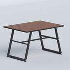 Pyren Restaurant Table with wood-finish top and black mild steel A-frame, ideal for cafés and restaurants in Bangladesh.