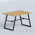 Light wood Pyren Restaurant Table with strong black metal frame, perfect for cafés, food courts, and modern canteens.