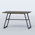 Pyren rectangular restaurant table with a wood-inspired top and black metal base for modern café and dining interiors.
