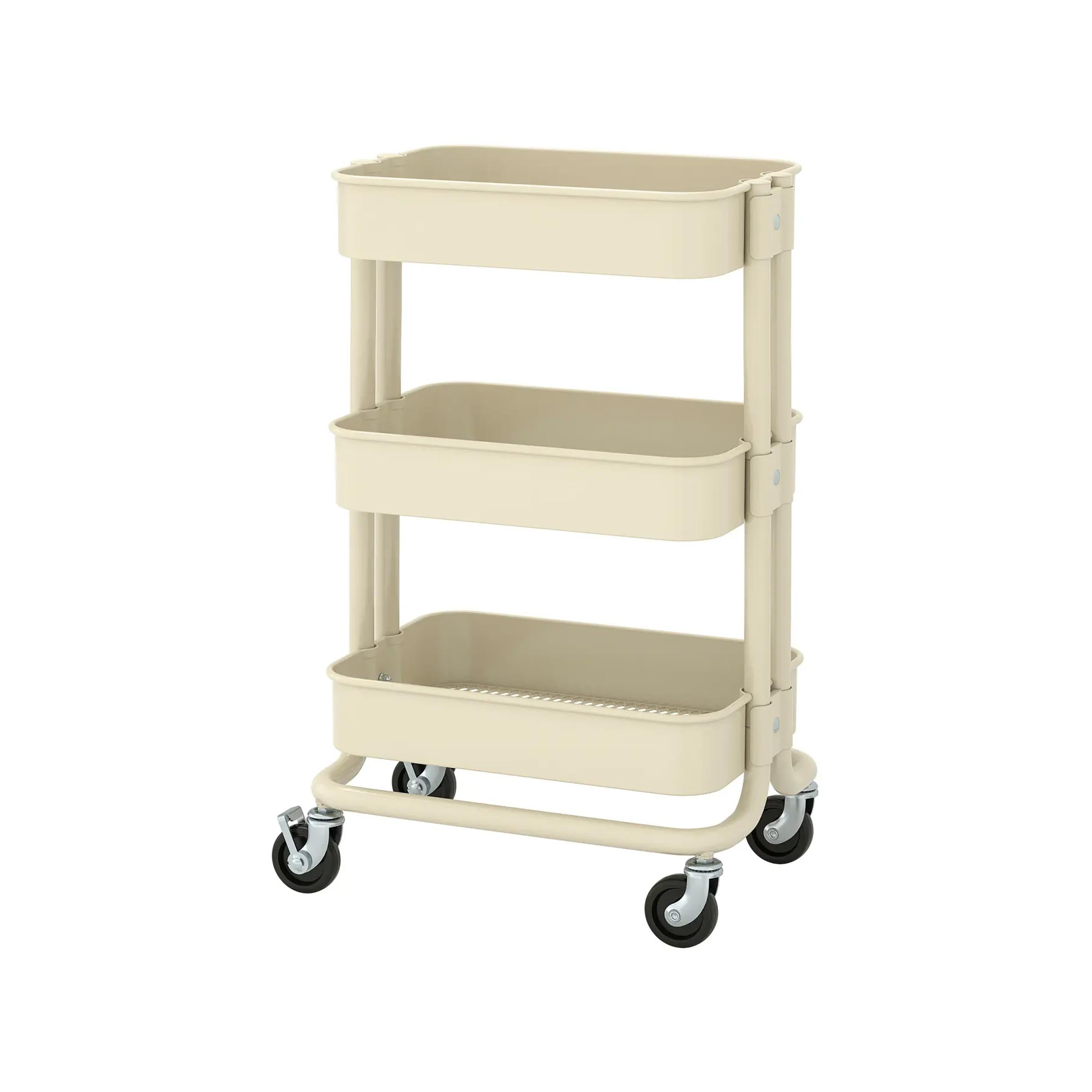Modern Raskog Trolley 3 level storage cart with strong steel frame and wheels for organized kitchen and office spaces BD