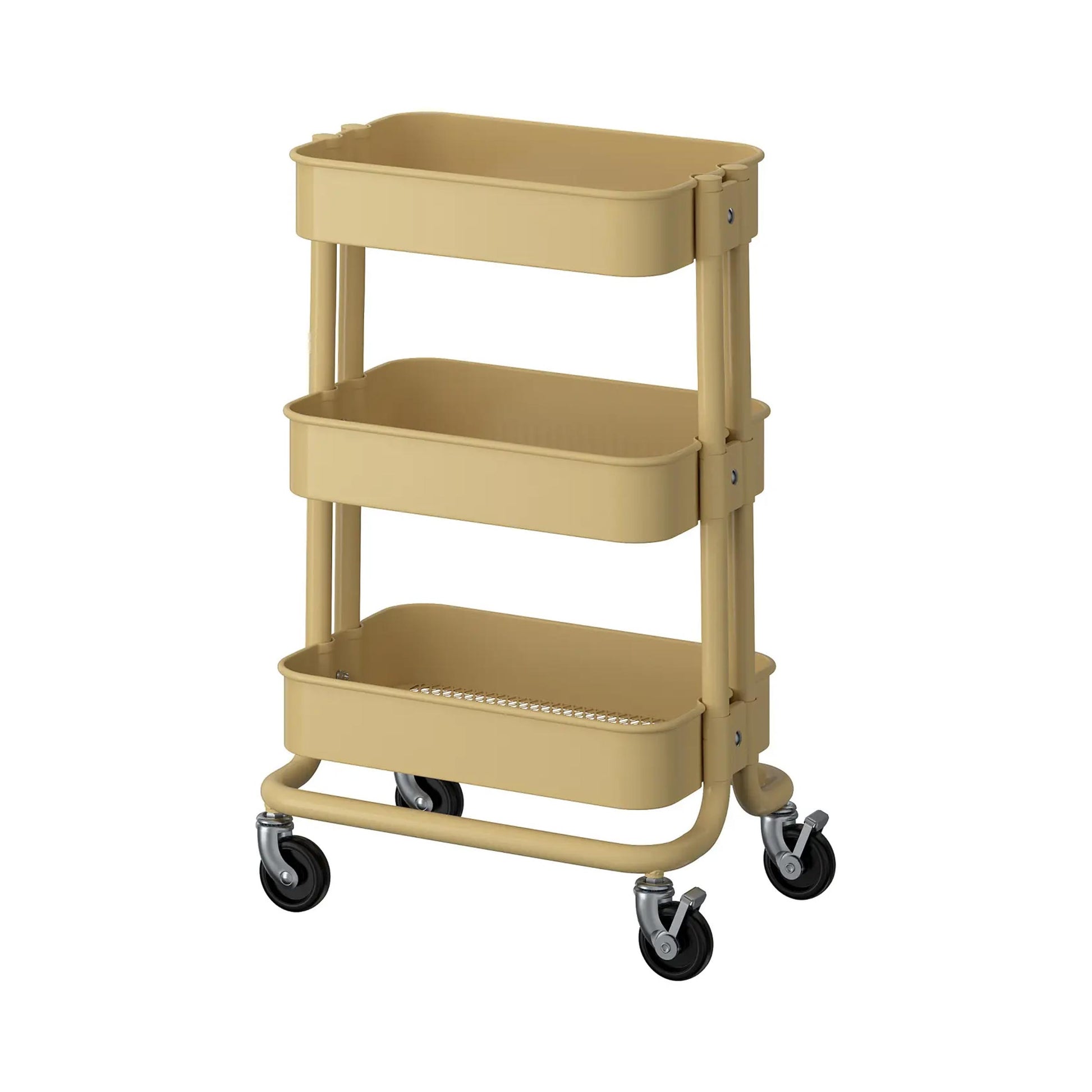 White Raskog Trolley rolling organizer cart for kitchen spices, office supplies, bedroom storage and home decor BD uses.