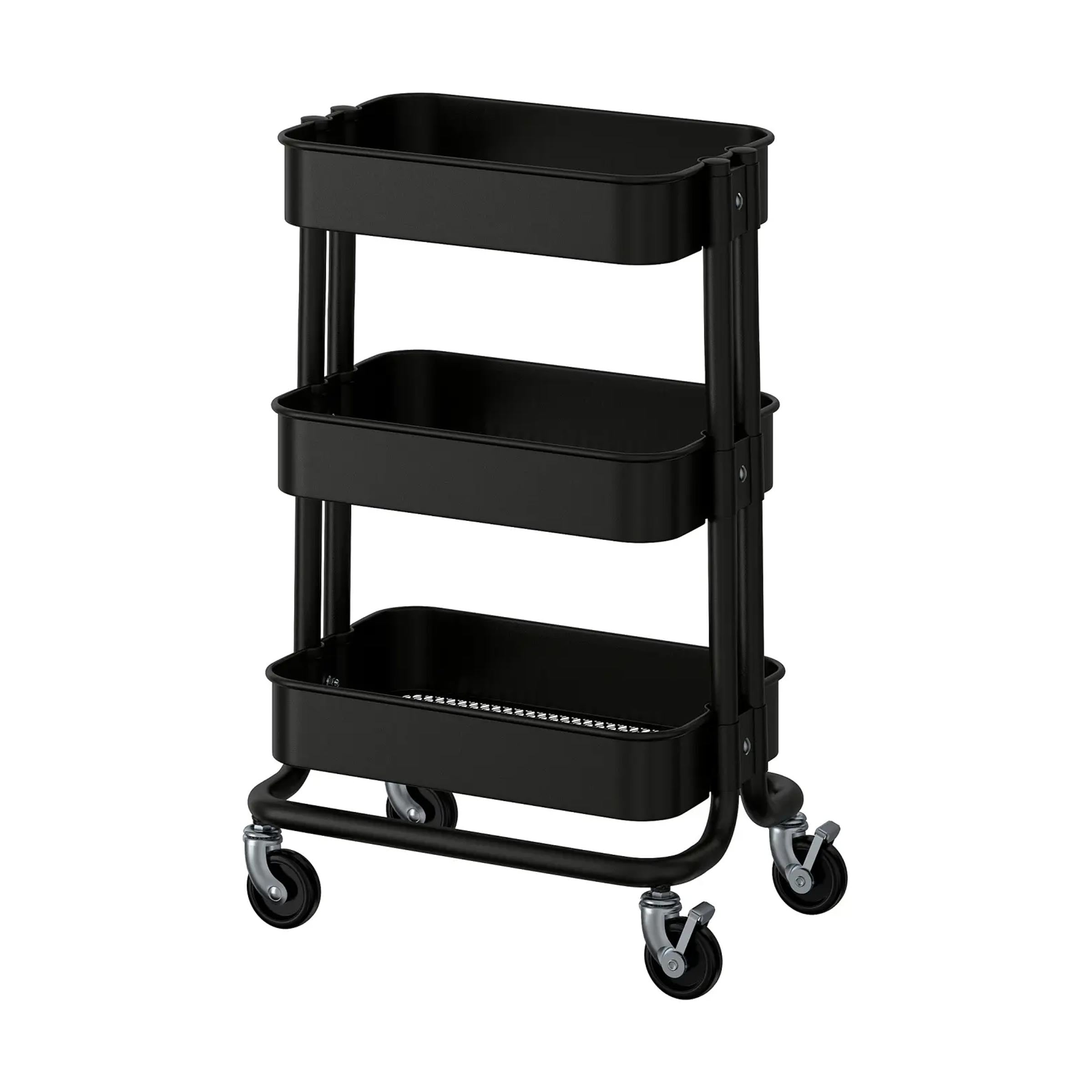 White Raskog Trolley rolling organizer cart for kitchen spices, office supplies, bedroom storage and home decor BD uses.